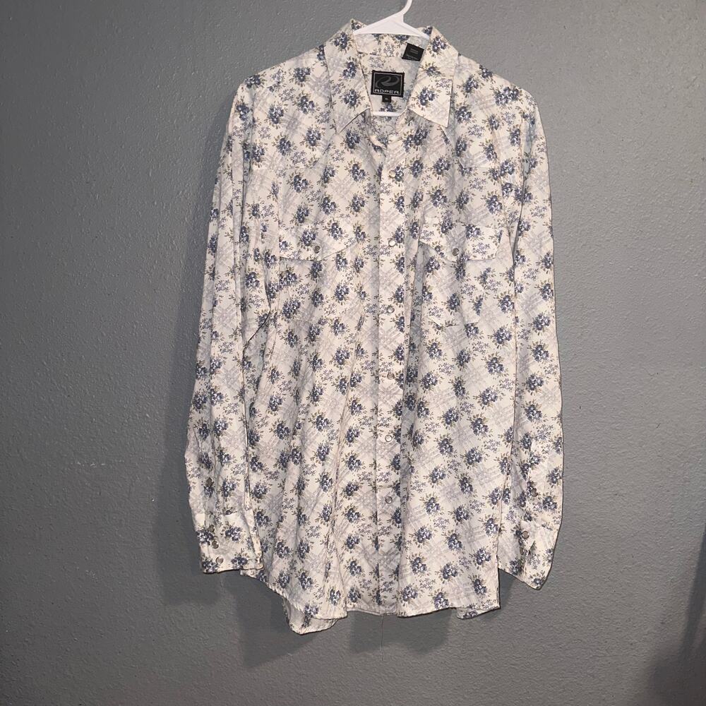 Roper Floral Mens XL Pearl Snap Shirt